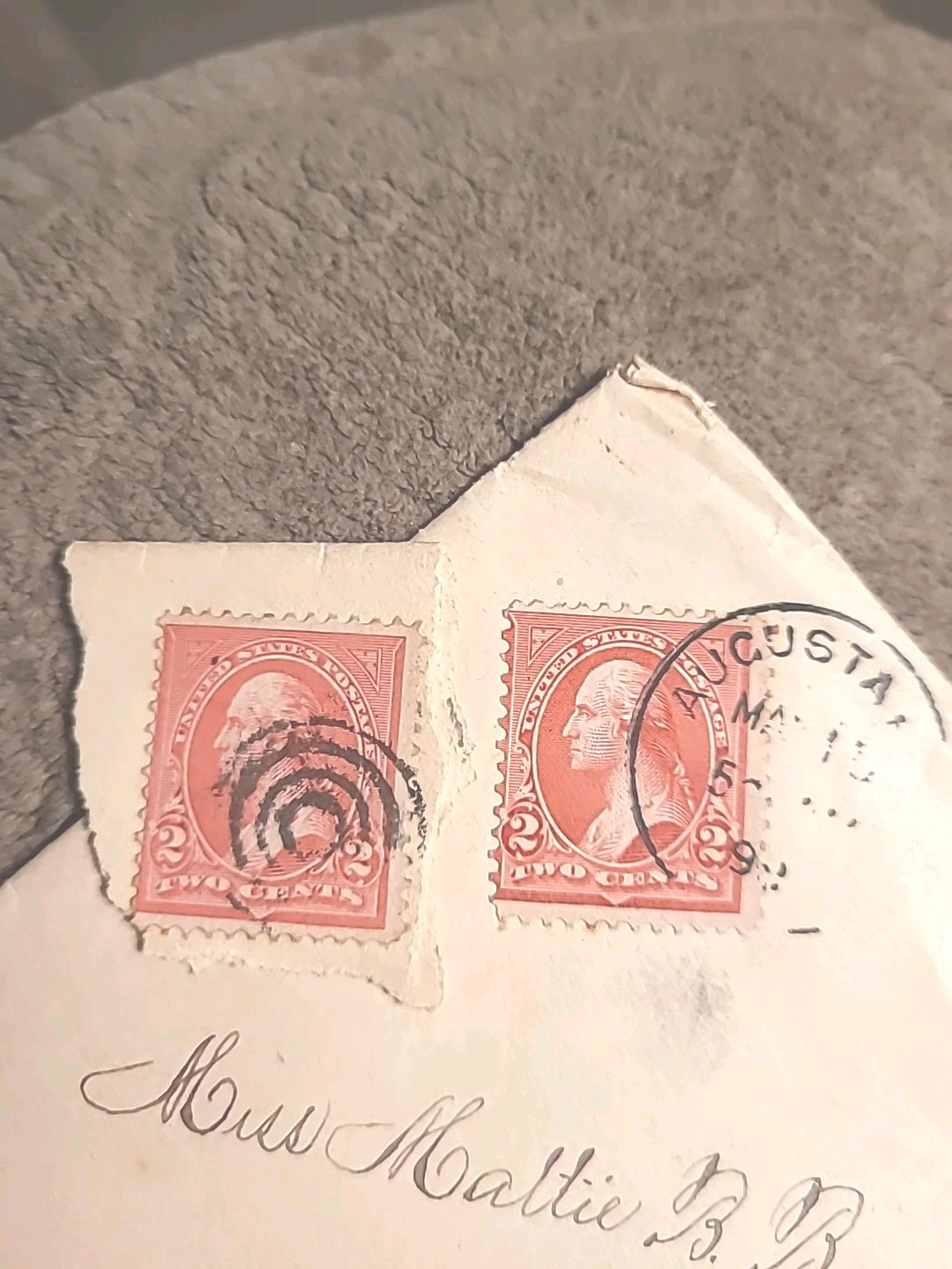 2 WASHINGTON 1894-99 2 CENT STAMPS WITH WHOLE LETTER( 1899)