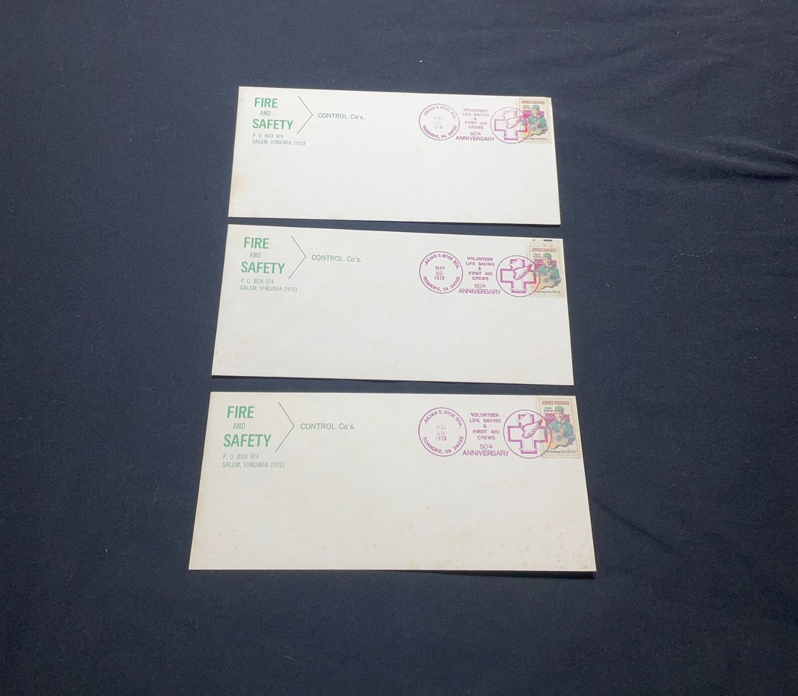 1978 Jimmie Rodgers Postage Stamps, Set of 3