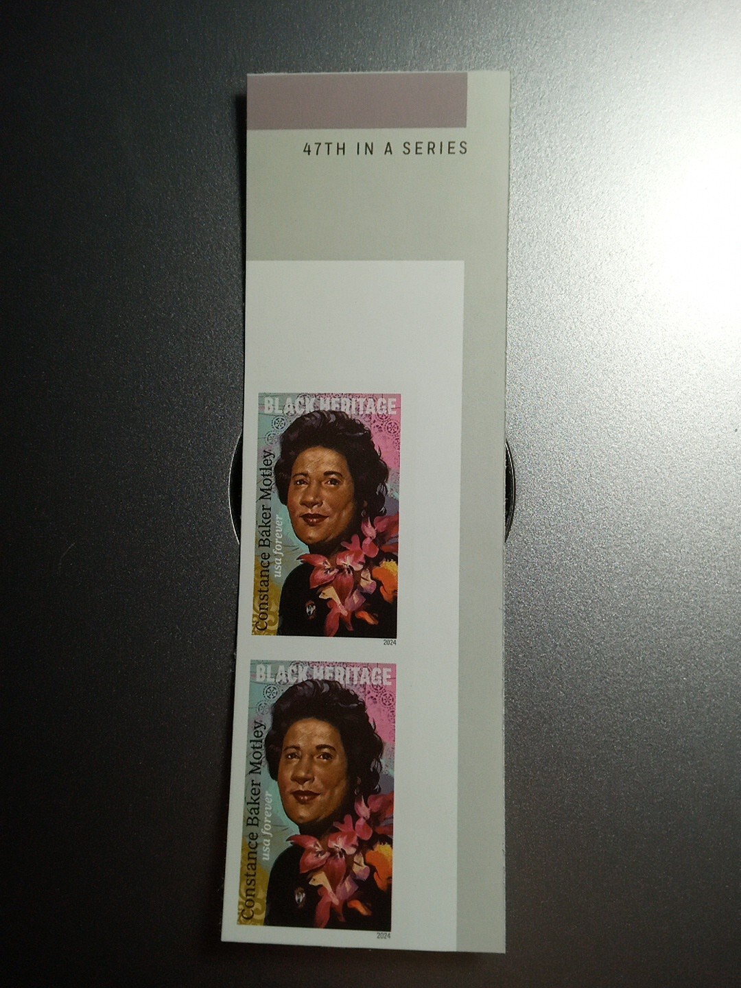 USA 2024 Sc #5830a 4ever CONSTANCE BAKER MOTLEY Imperf/NDC Vertical pair Mint