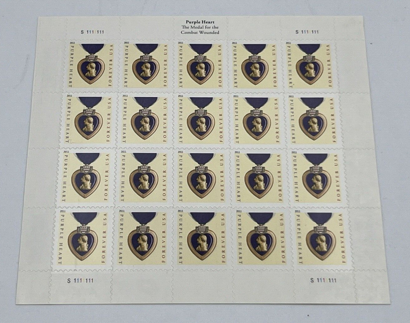 US Scott #4704 Purple Heart 2012 Forever Complete Sheet 20 Mint NH
