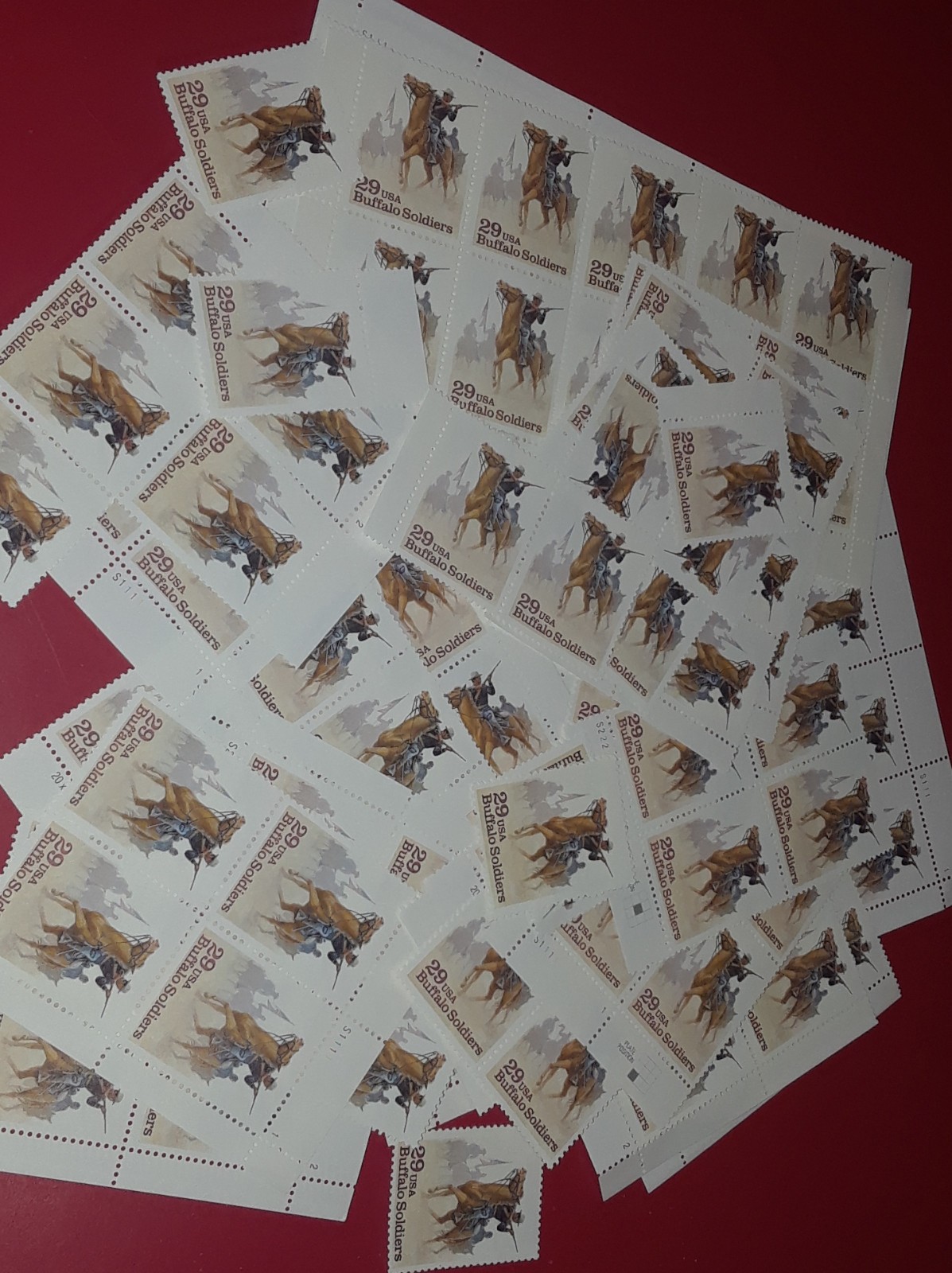 60 Multiples & Singles of BUFFALO SOLDIERS 29¢ US Postage Stamps. USA Sc # 2818