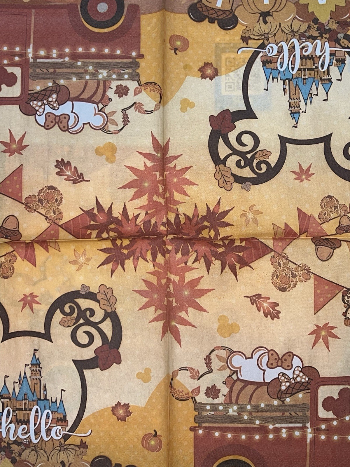 TWO Individual Napkins Decoupage Mickey Fall Mouse/truck/Pumpkins Autumn Maple