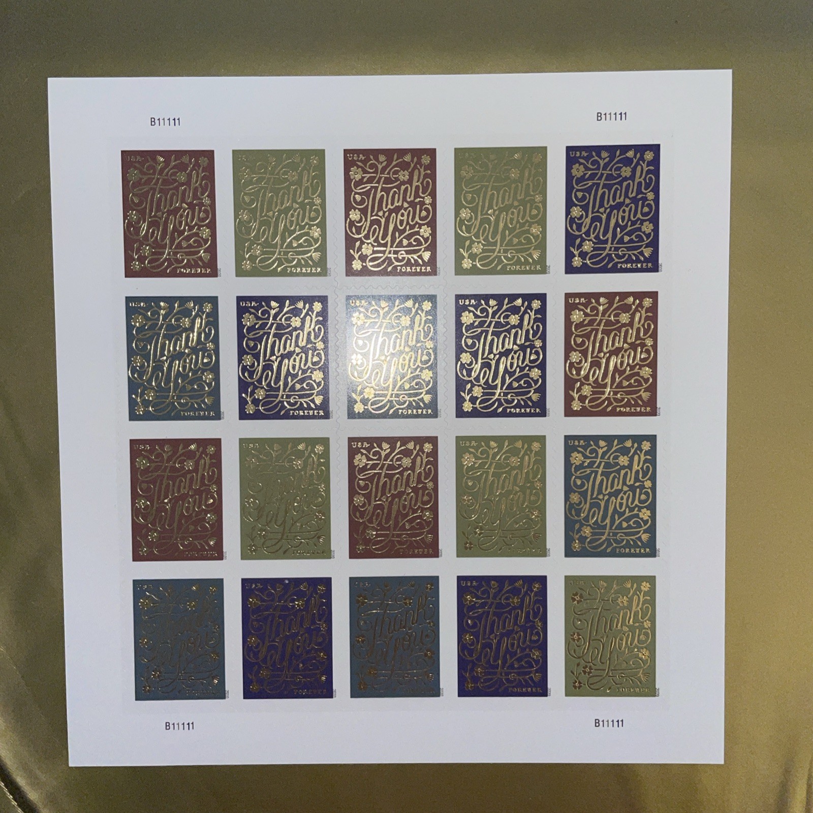 Thank You Pane of 20 + 3 Blocks Of 4 Forever Stamps + 4 FDC & 4 DCP envelopes