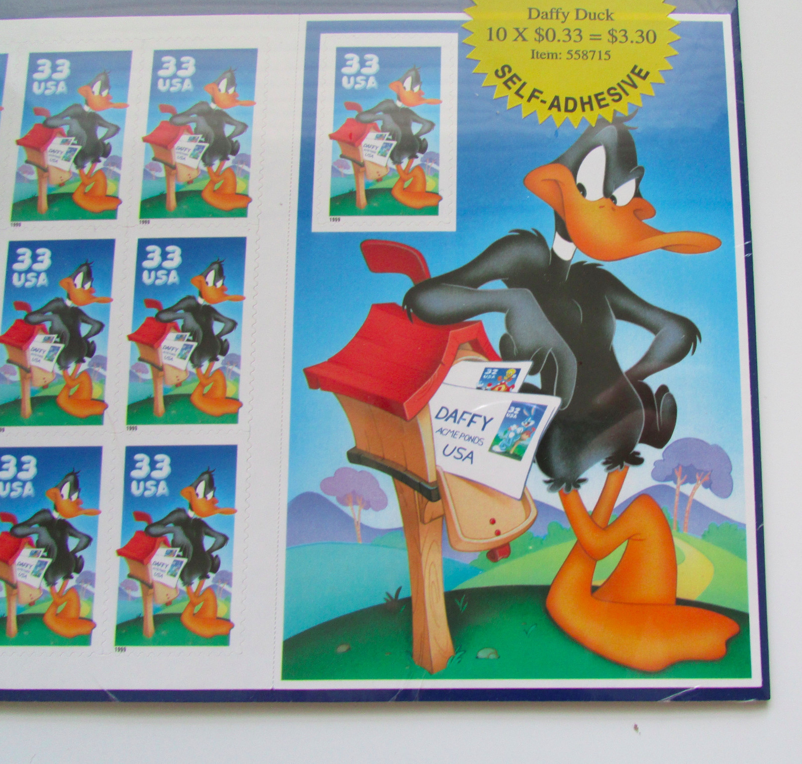 USPS Daffy Duck Complete Sheet 1999 33 Cent Stamps Set of 10