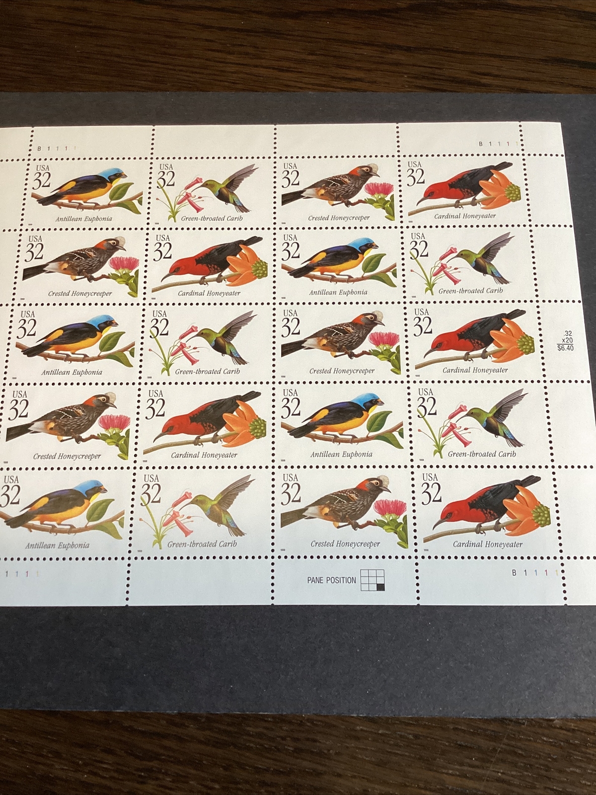 Scott# 3222-3225 TROPICAL BIRDS Sheet of 20/32¢ Stamps MNH 1998-US