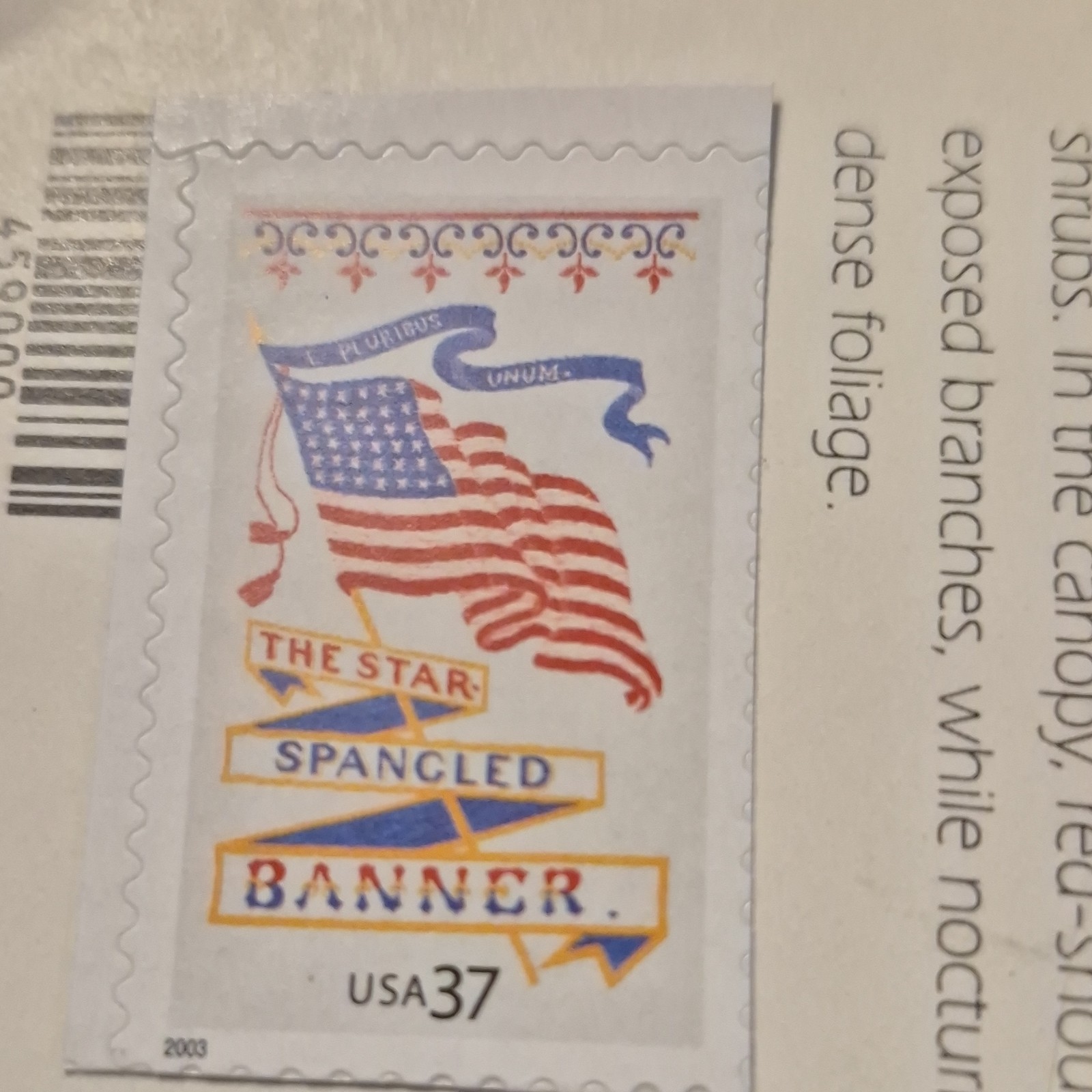 Star Spangled Banner 37 Cent USA Postage Stamp American Civil War Red Blue White