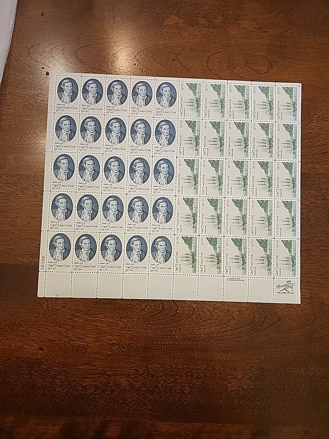 US 1778-1978 13¢ Capt James Cook Stamps Full Sheet of 50 (Scott # 1732/1733) MNH
