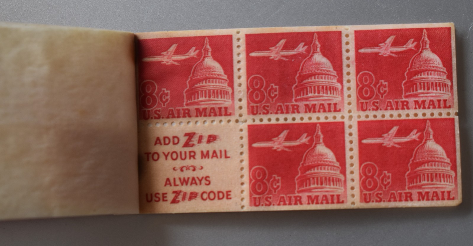 1962 US 8¢ Stamp Scotts #C65 Air Mail MNH W/Booklet Full page of 5