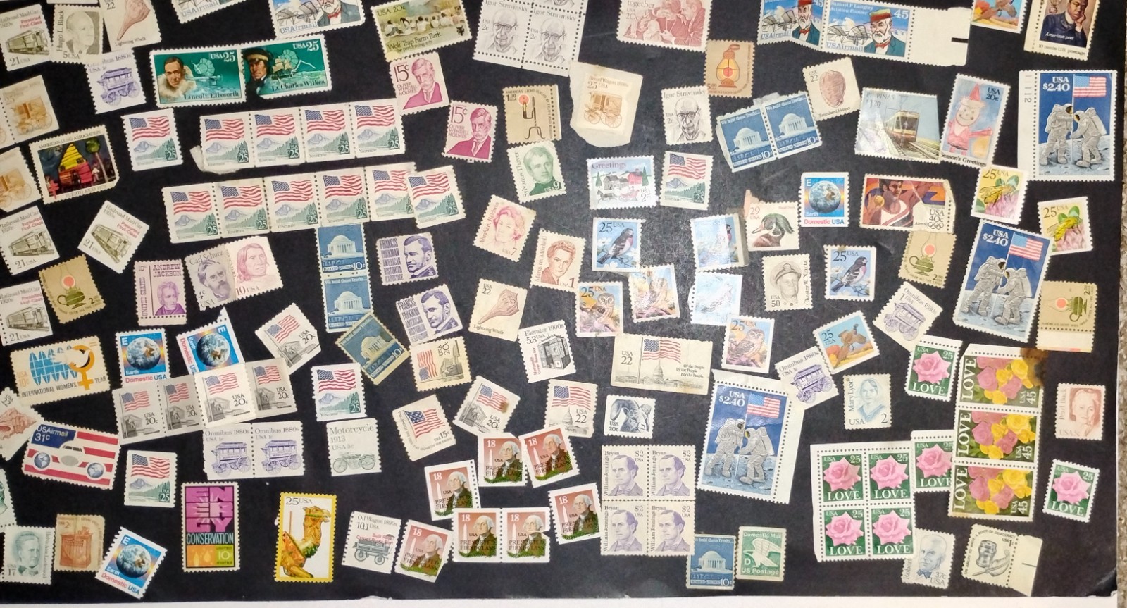 Mixed Lot of 200+ U.S. Vintage Stamps– High Denomination, non cancelled, Nice!!