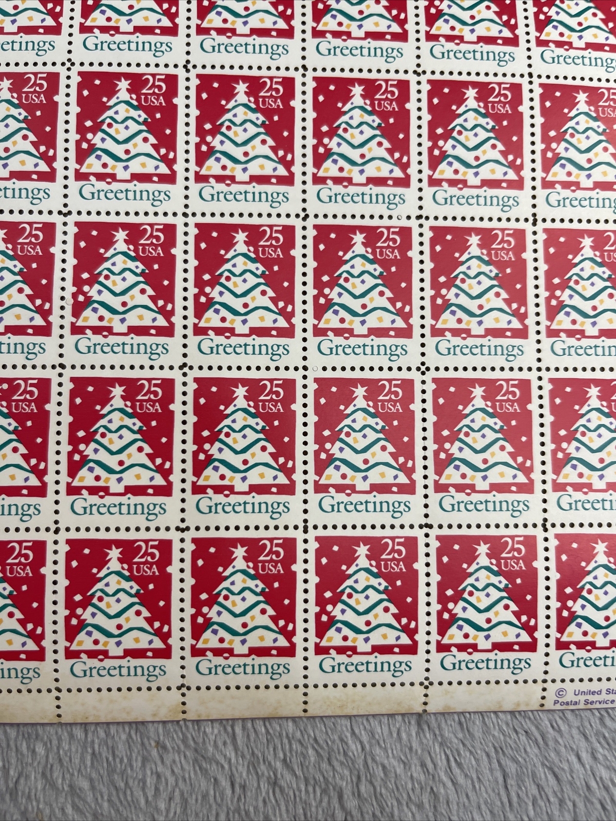 1990 US SCOTT 2515 PANE OF 50 GREETINGS Tree STAMPS 25 CENT FACE MNH