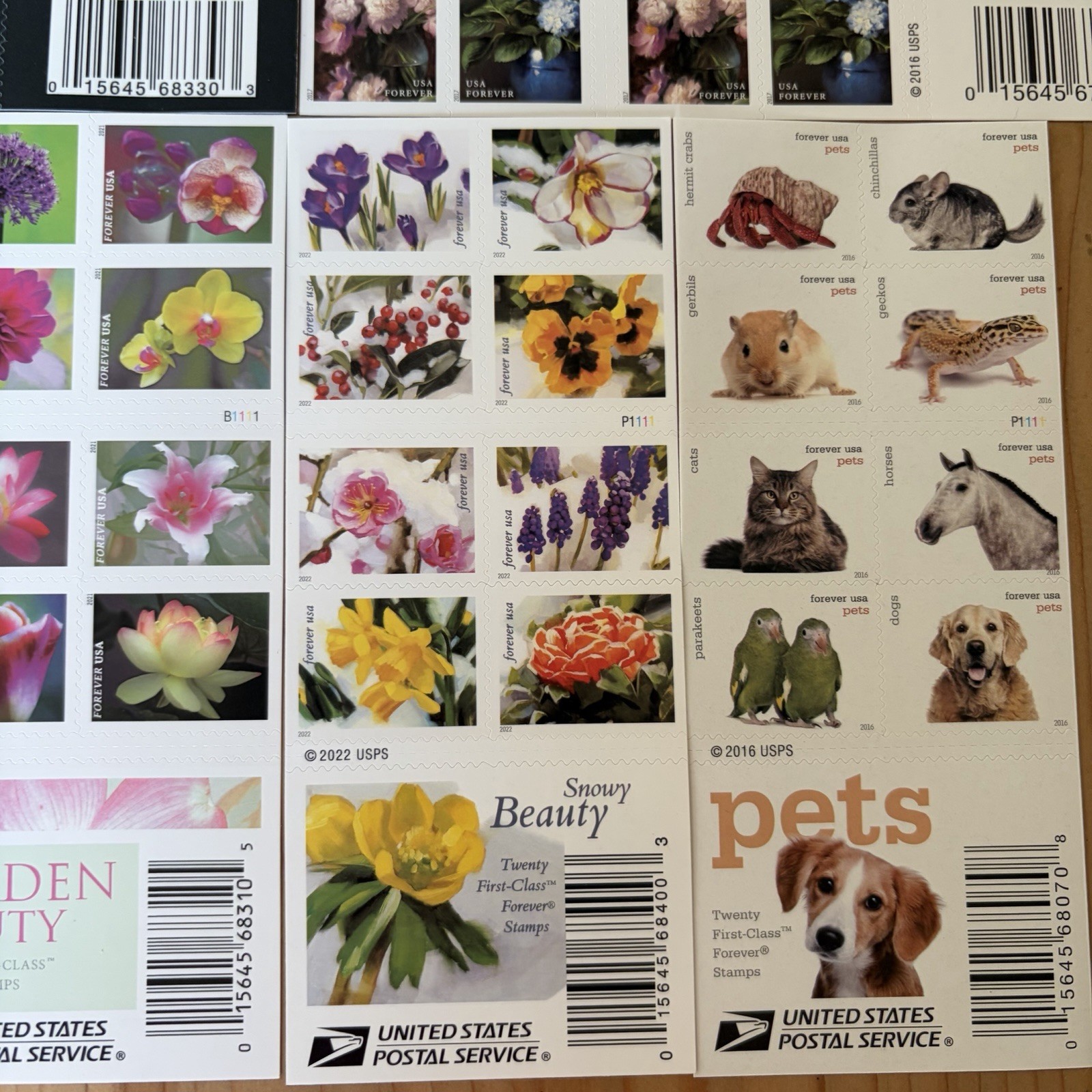 FOREVER STAMPS USPS 8 Books Sheets CHRISTMAS CARD Flowers Animals Pets