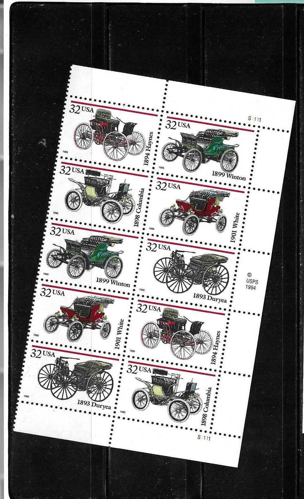 USA SC # 3023a Antique Automobiles, Block Of 10, Plate Number . MNH