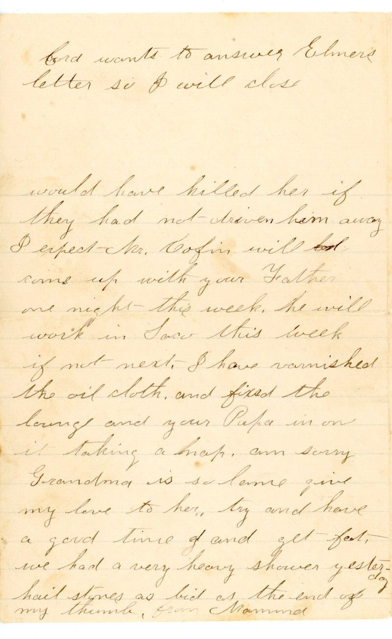 1891 Handwritten letter Red 2 cent Stamp Saco Goodwins Mills ME Ethel M Roberts