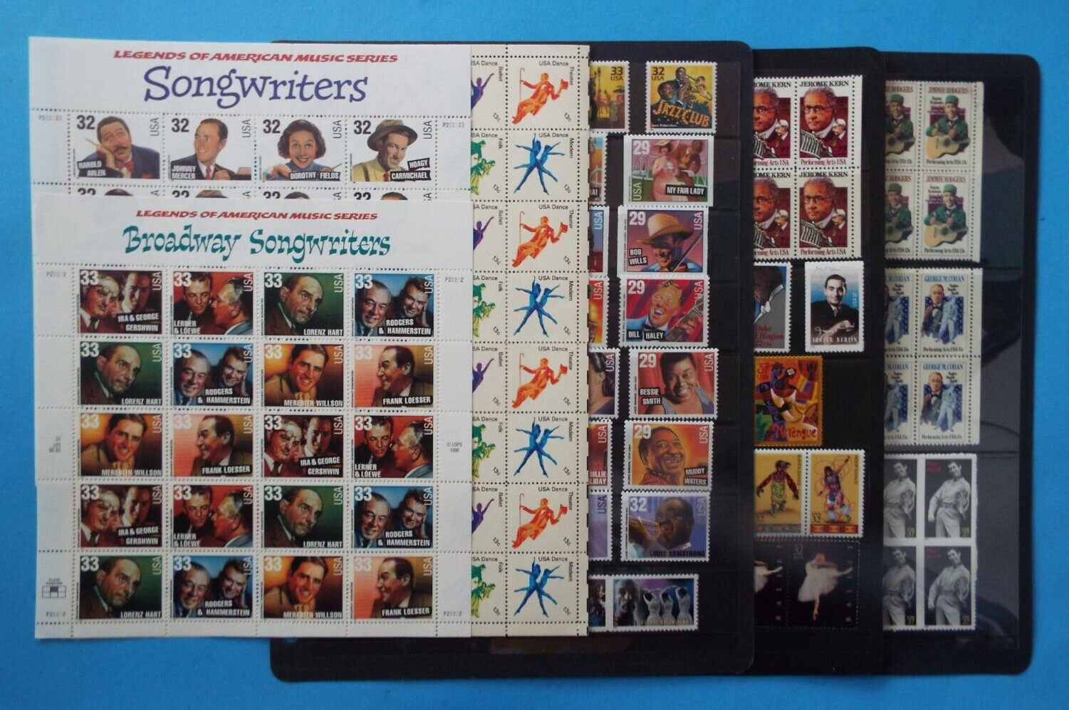 US Postage Stamps Face Value $45+ Unused Lot #98 Sheets Blocks Song and Dance