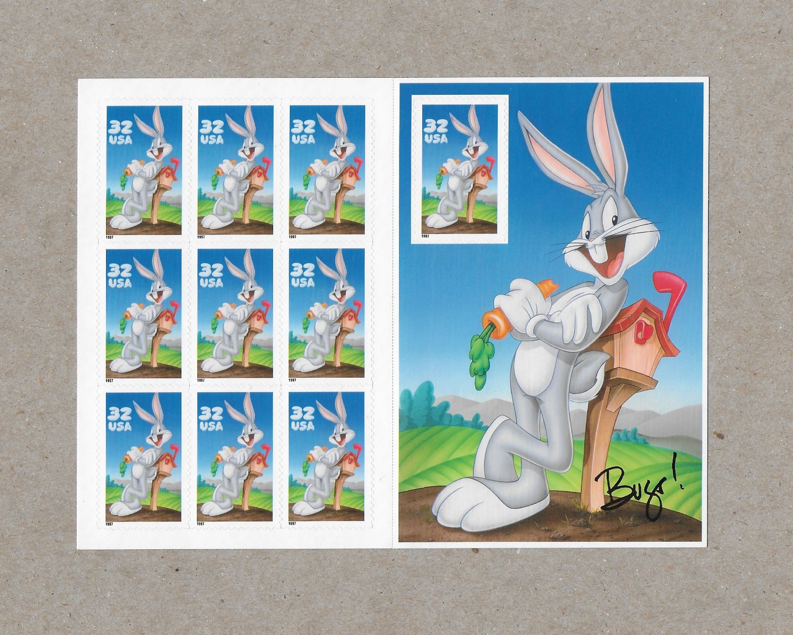 1997 Bugs Bunny Pane of 10 32¢ Stamps Scott #3137