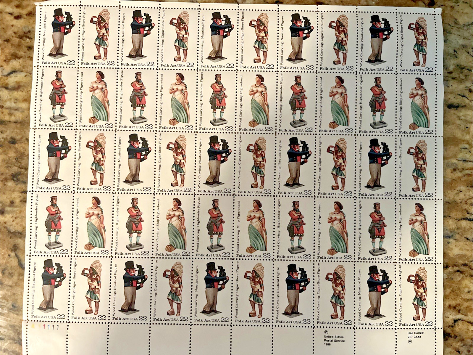 Lot of 150 Unused 22/20 c. Stamps US Postage Sheets VG Condition, $32 Face Value