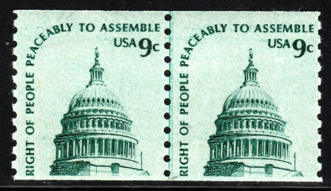 U.S. Stamp (circa 1975-79) – 9¢ Capitol Dome coil line pair – SC# 1616 MNH