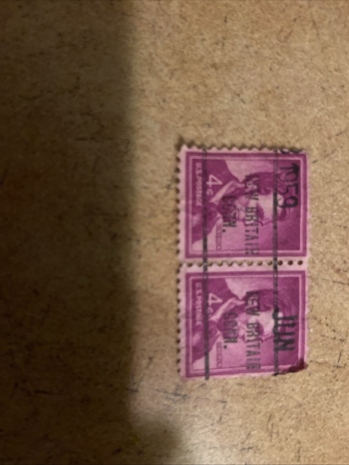 2 Very Rare Abraham Lincoln 4 Cent Postage Stamps With A Unique Purple Color