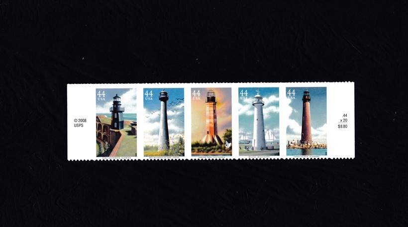 USPS Gulf Coast Lighthouses Stamps strip #4409-4413 MNH 2009