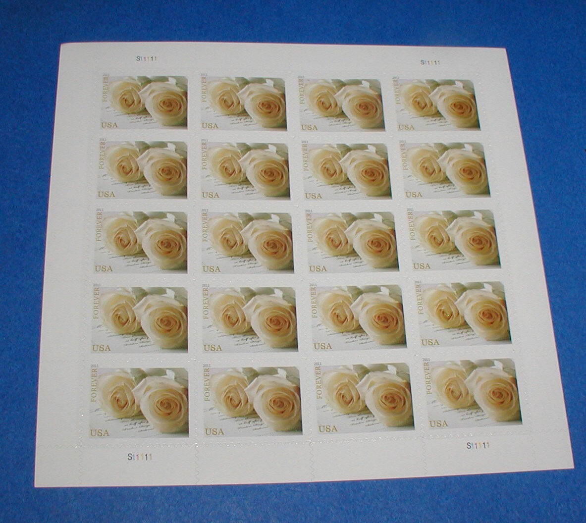 20 WEDDING ROSES FOREVER FIRST CLASS POSTAGE STAMPS FROM 2011 (1 SHEET OF 20)**