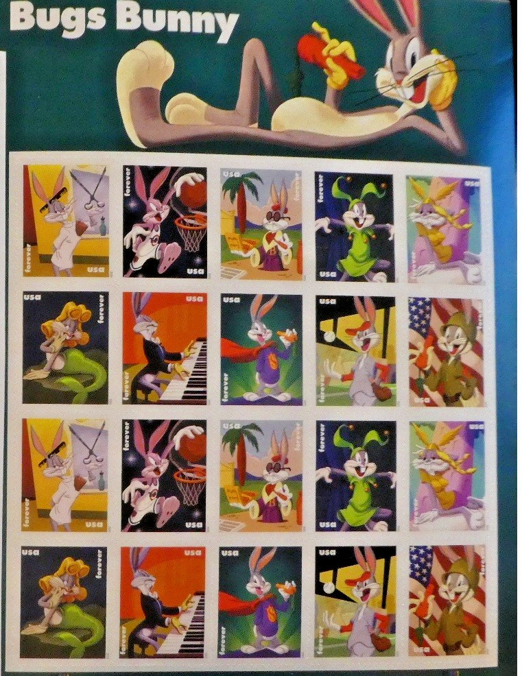 USPS 100 Stamps Bulk Postage Stamp Sheet Bugs Bunny Forever Sheets, 78c USPS