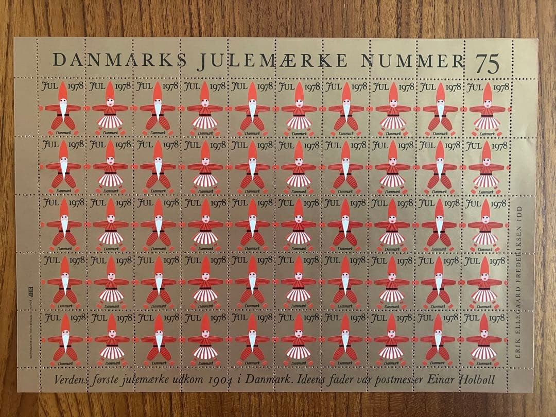 Denmark Tomte Nisse Santa Christmas Seal 50 sheets 1978