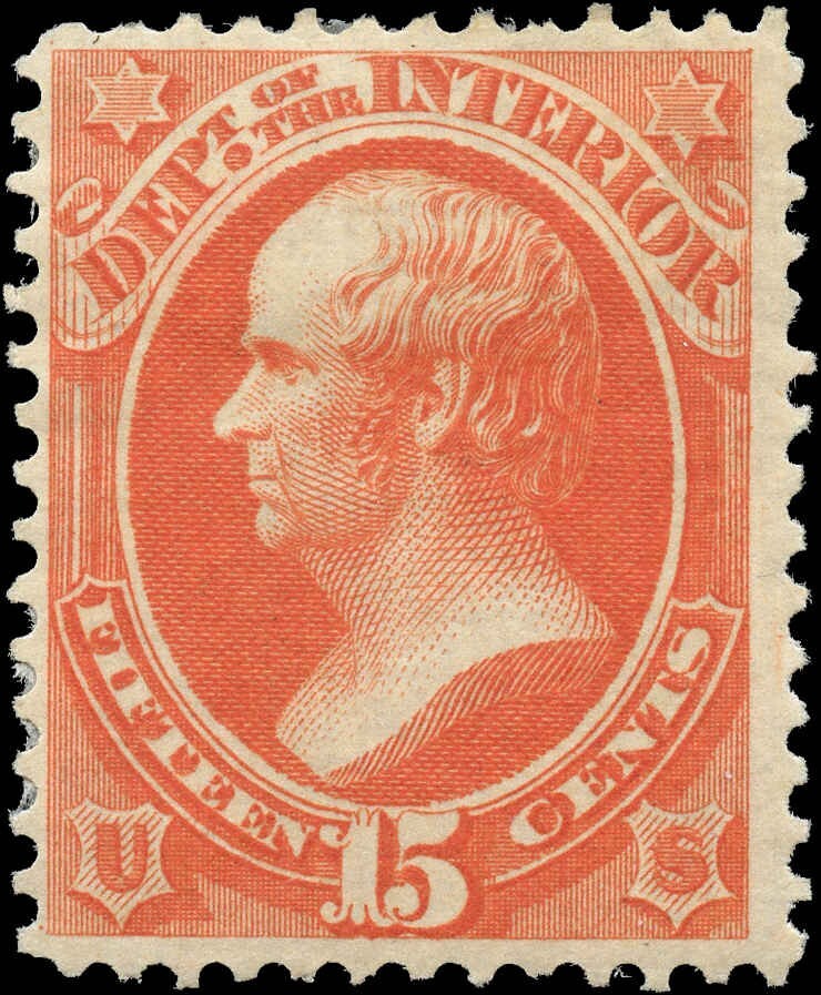 USA Mint H F+ 15c Scott #O21 1873 Official Dept of Interior Stamp