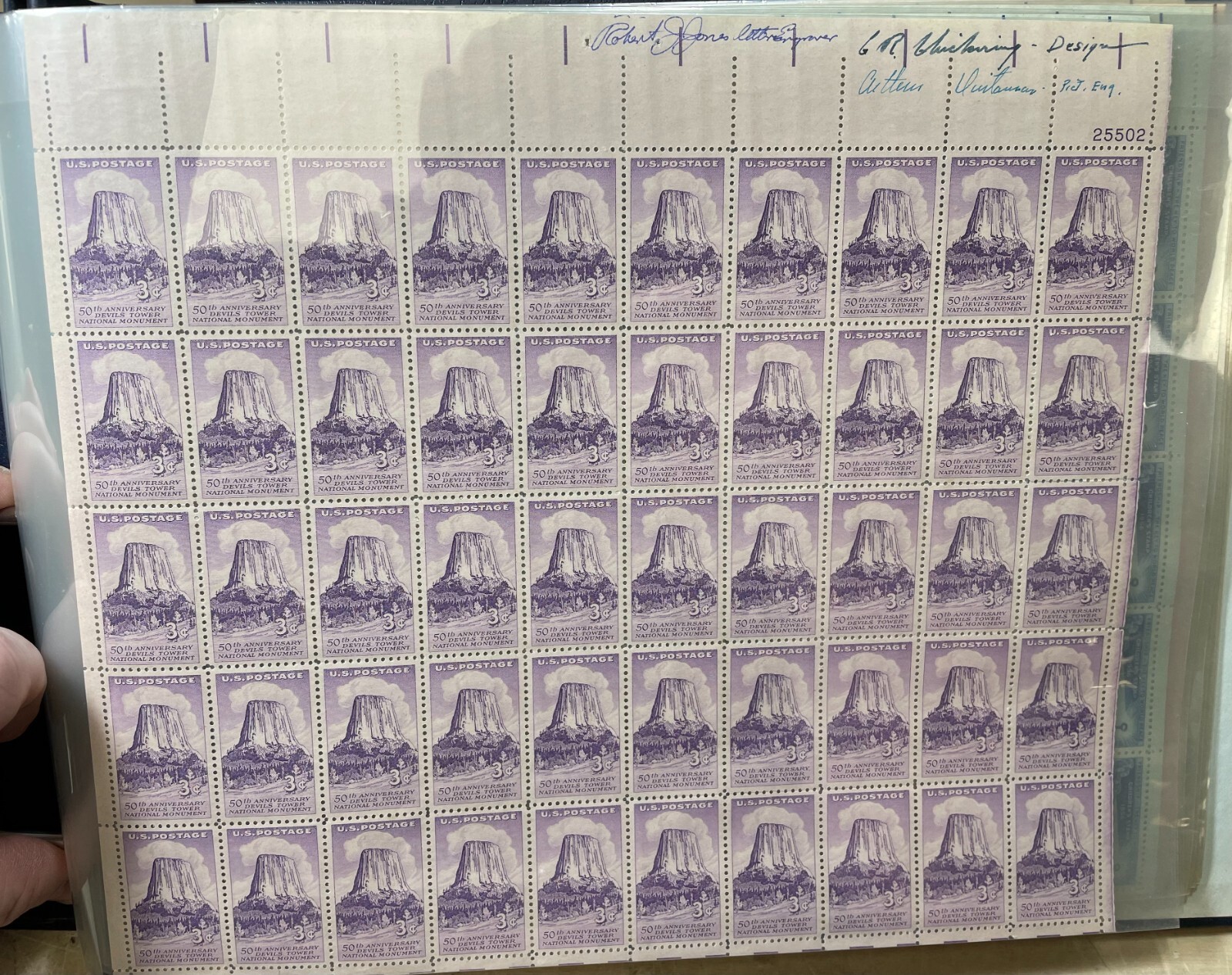 17 – SHEETS US POSTAGE STAMPS ALL SIGNED MULTIPLE DESIGNERS SIGNATURES .03 CENT