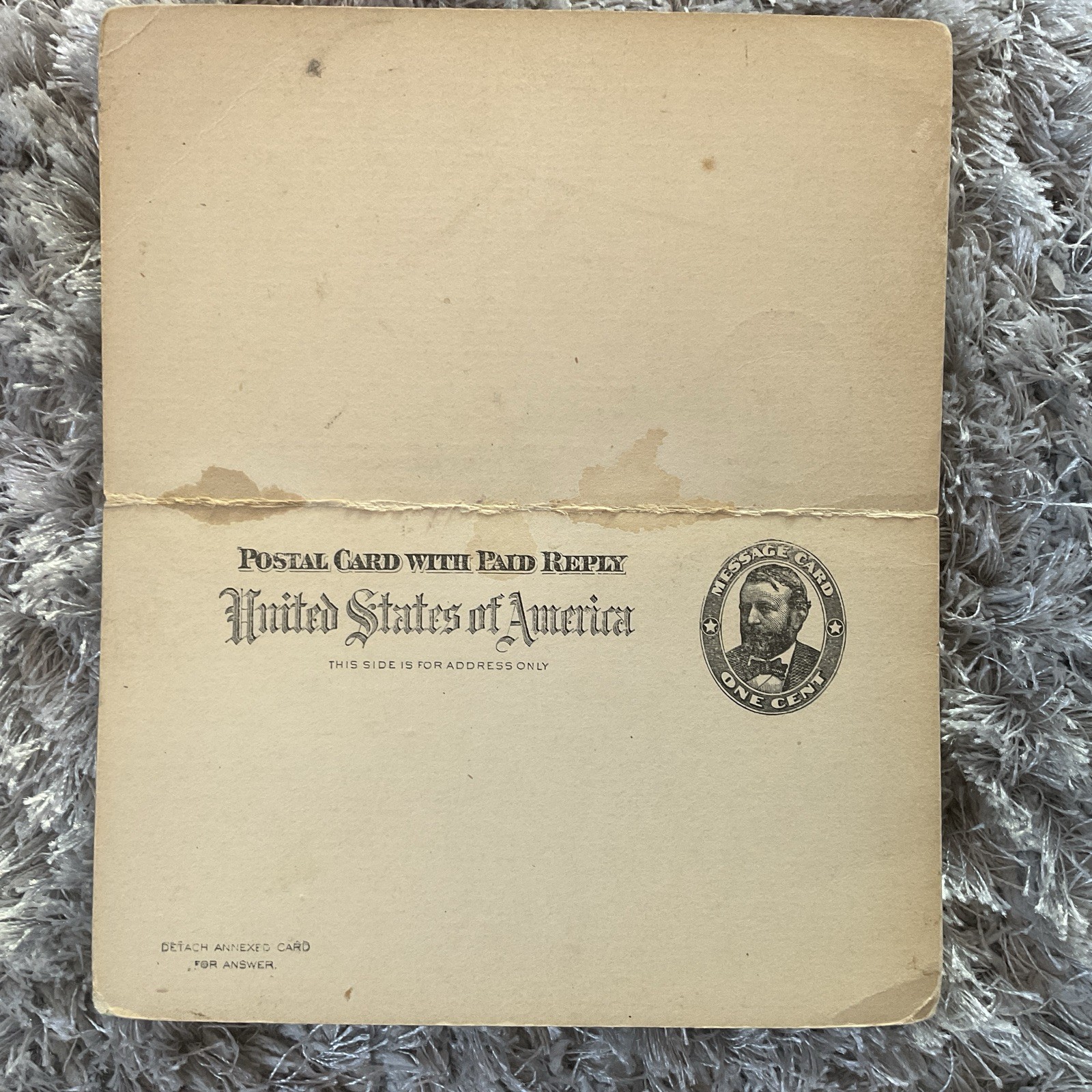 USA 1902 Paid Reply postal card unused blank
