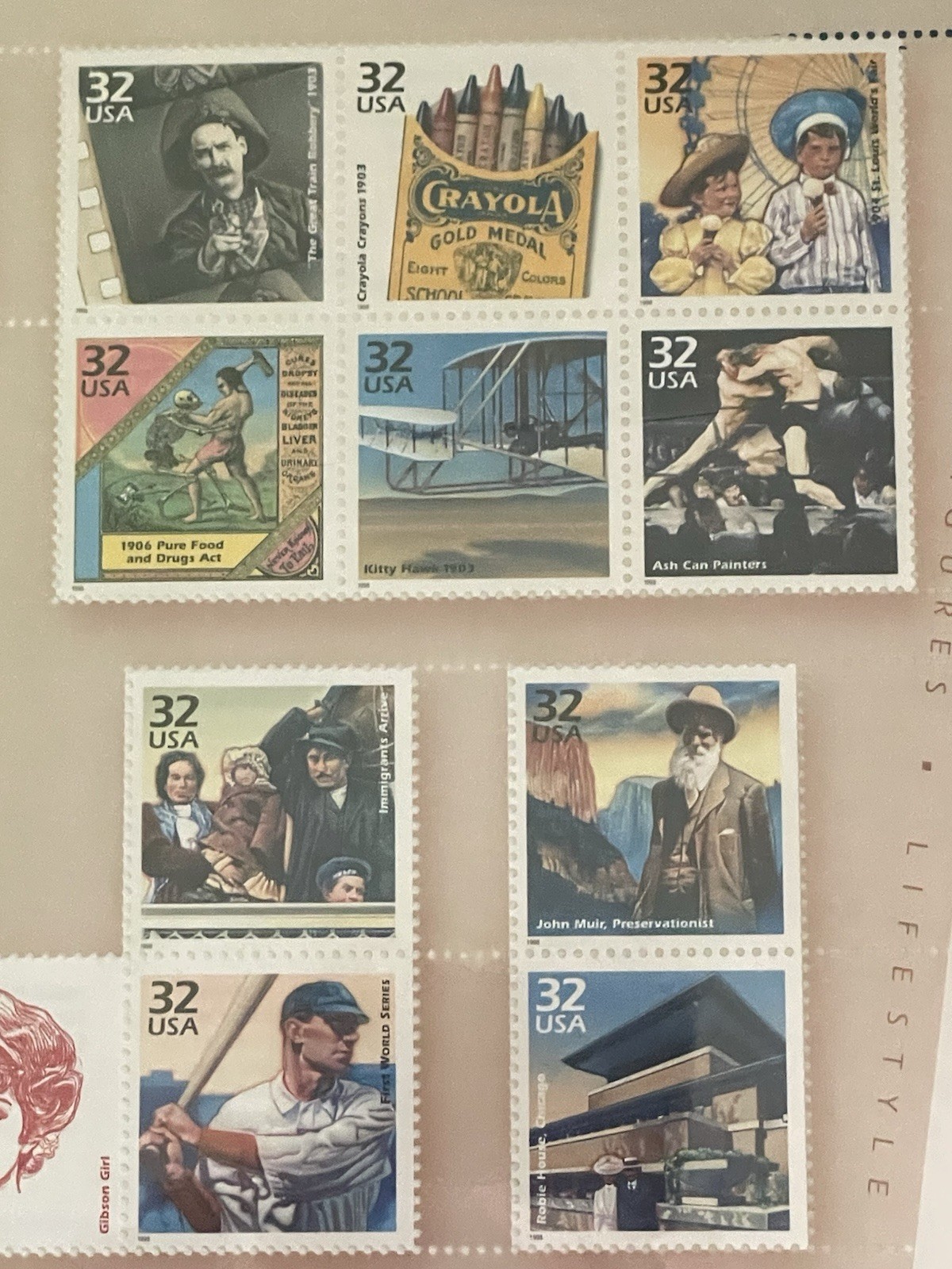 USA 32 Cent 1900s CELEBRATE THE CENTURY Postage Stamps, Sealed Sheet of 15