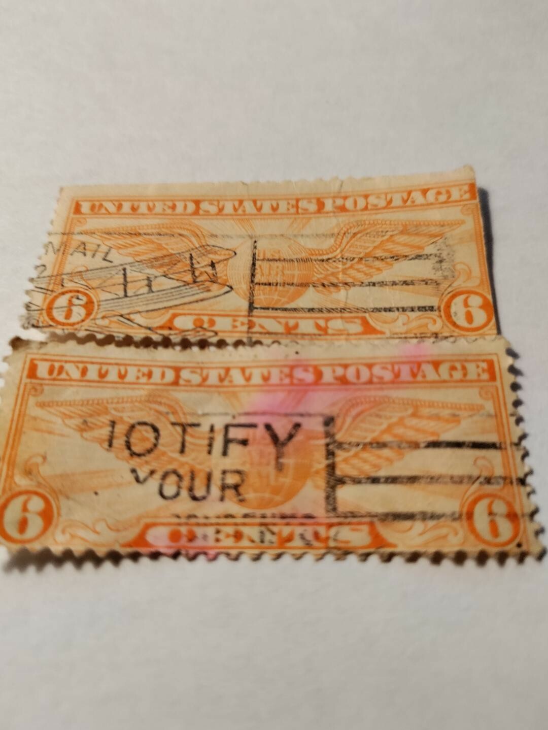 1934 Winged Glode 6 cent dull orange us Air Mail, good condition
