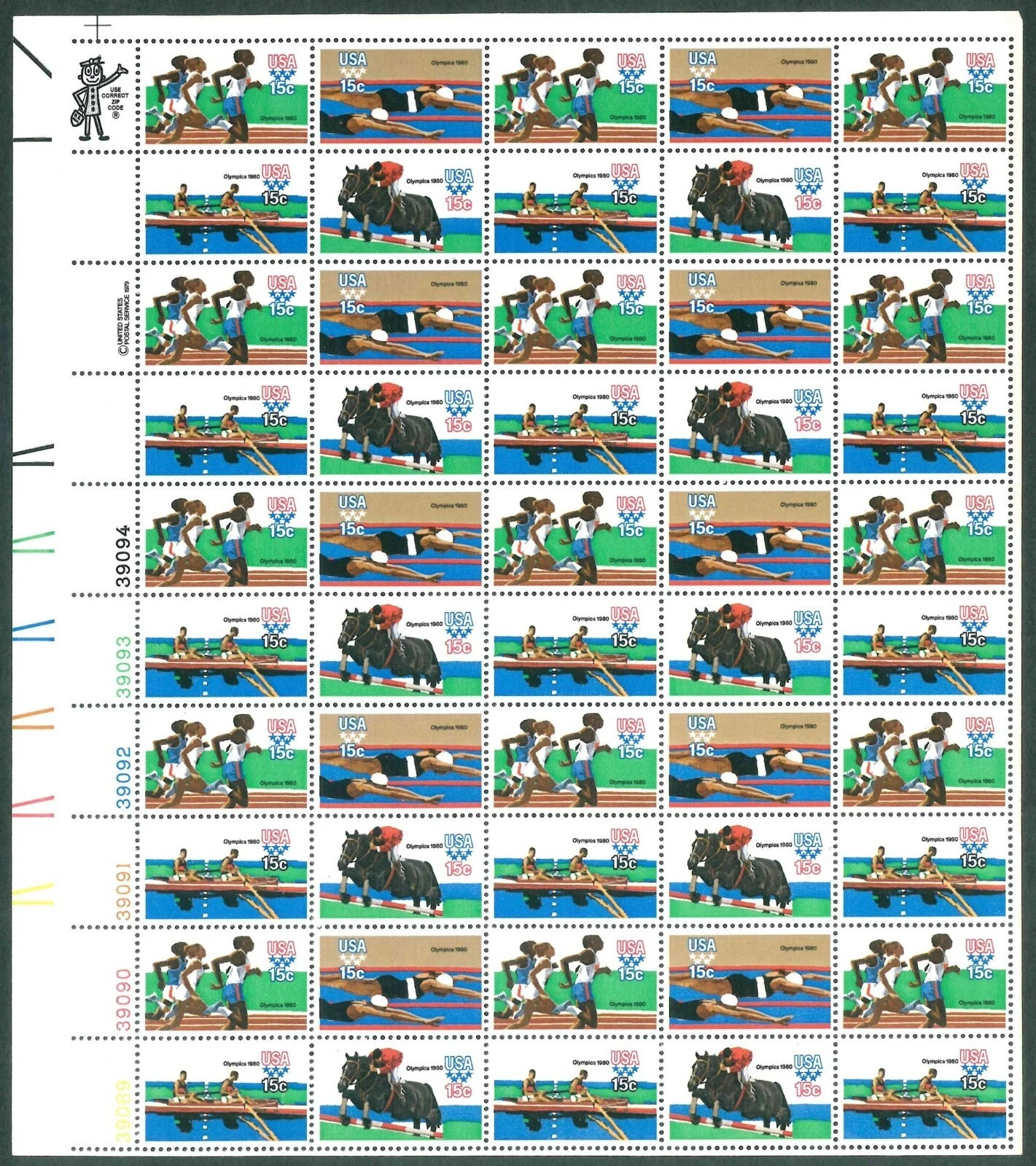 Bk2 U.S. COMM SHT OF 50 SCOTT #1794a 1979 15ct OLYMPIC GAMES ISSUE MNH