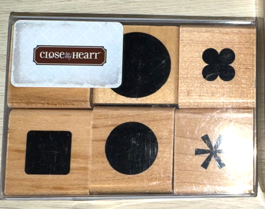 Vintage Close To My Heart Wood Mounted Rubber Stamp Set Geometric Shapes Craft