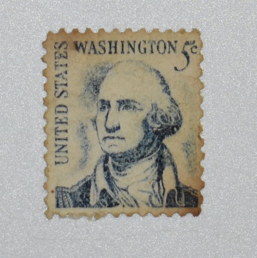 1967 US 5 Cent George Washington Stamp Blue Rare Vintage Misprint Used
