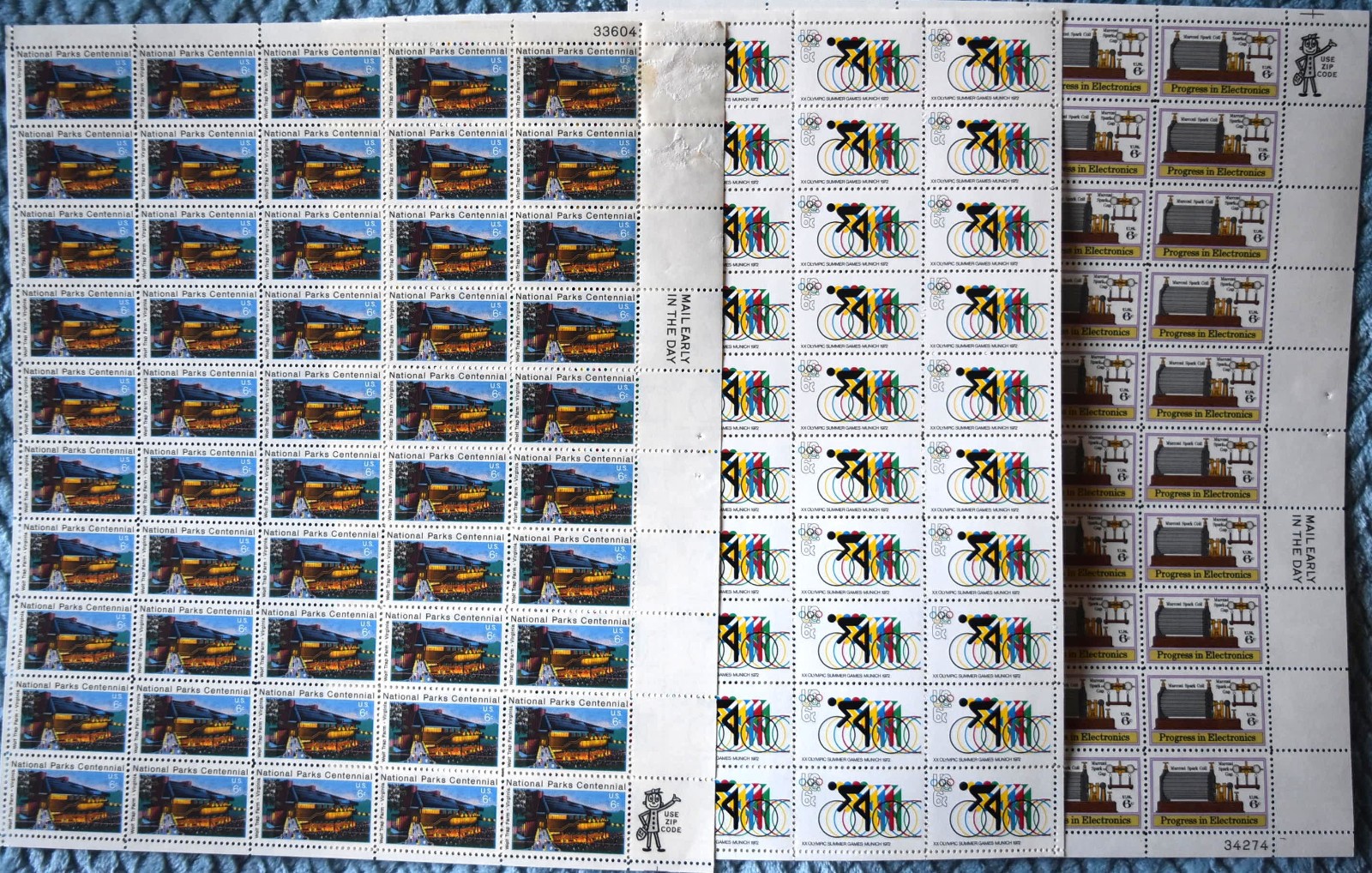 US Mint Never Hinged with Original Gum Stamp Sheet Collection FV $388
