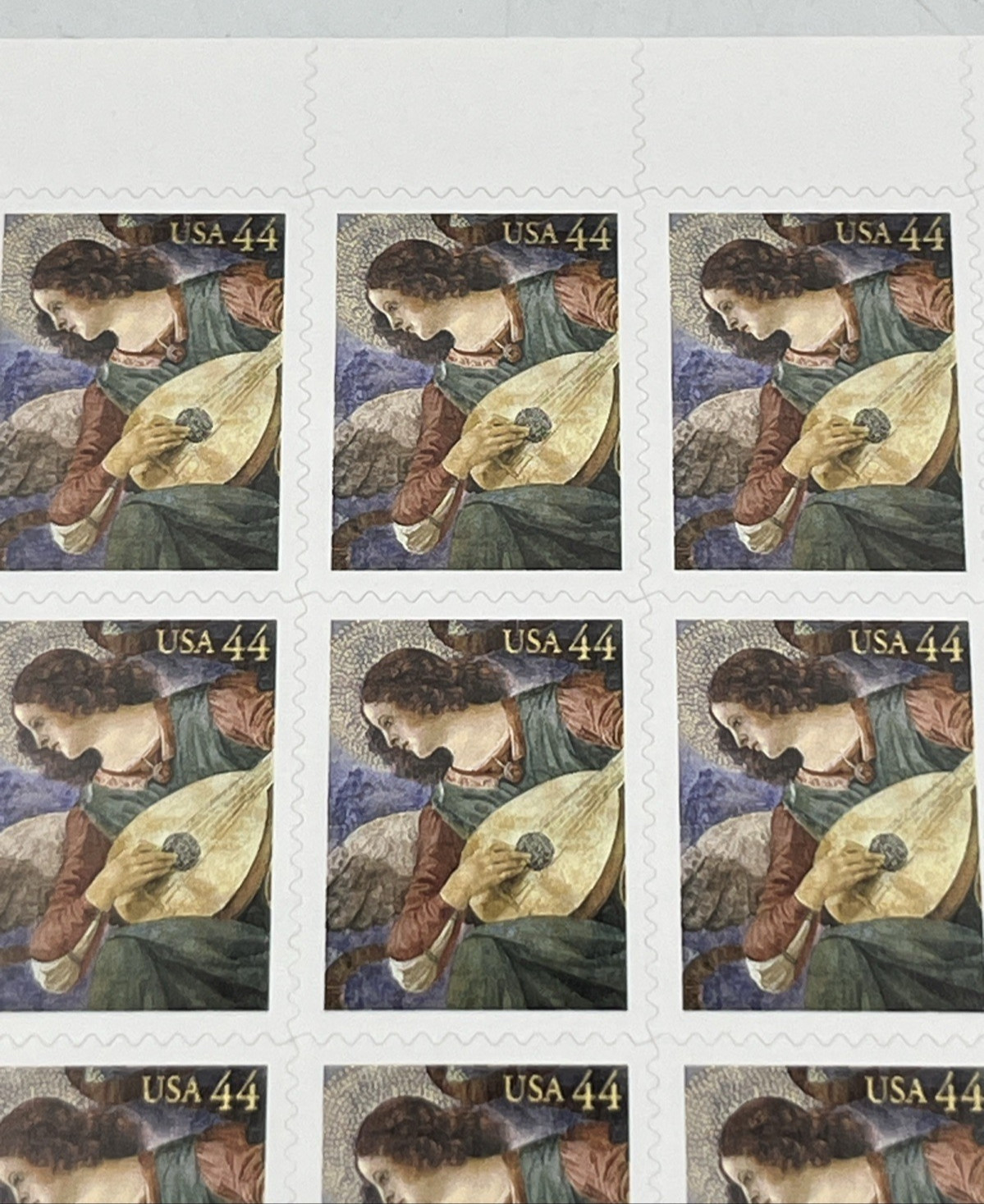Scott #4477 44 cent Angel with Lute Sheet of 20 MNH
