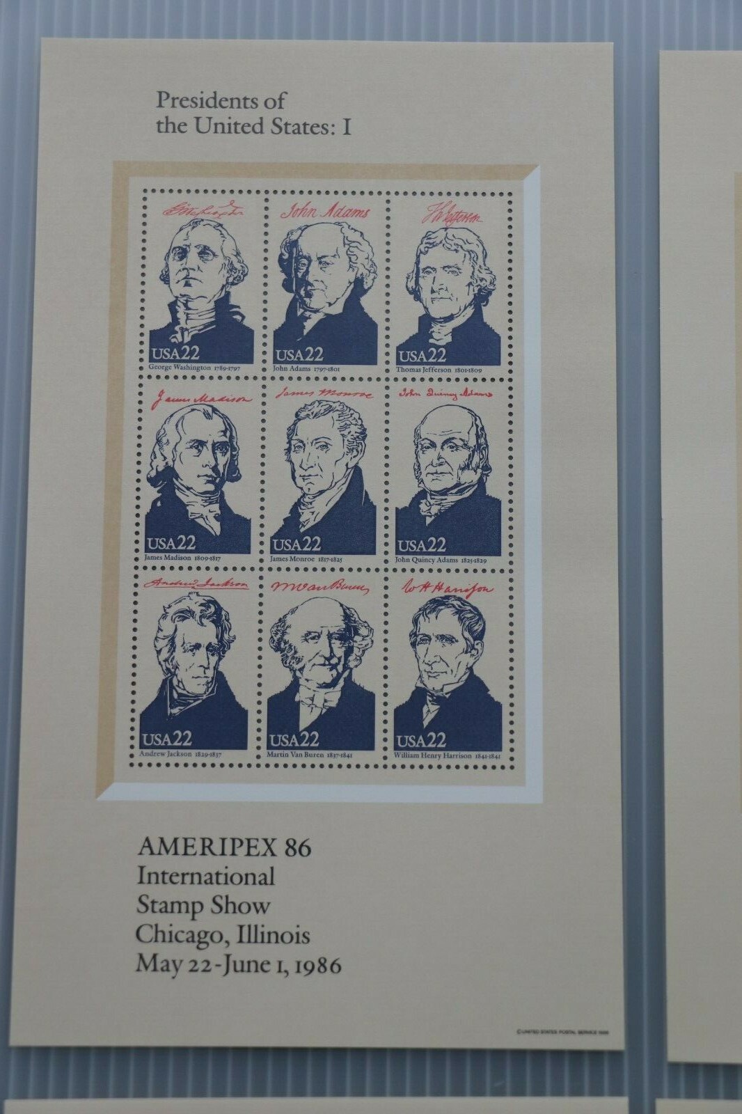 US Postage stamp sheets 36 US Presidents, 36 twenty two cent stamps.