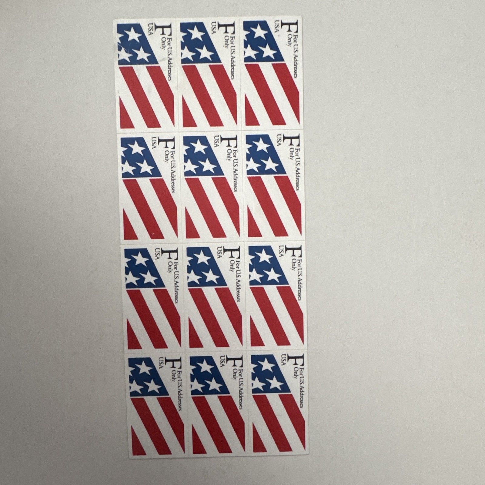 USA Flag F Rate Booklet Pane of 12 US Postage Stamps MNH Red White Blue