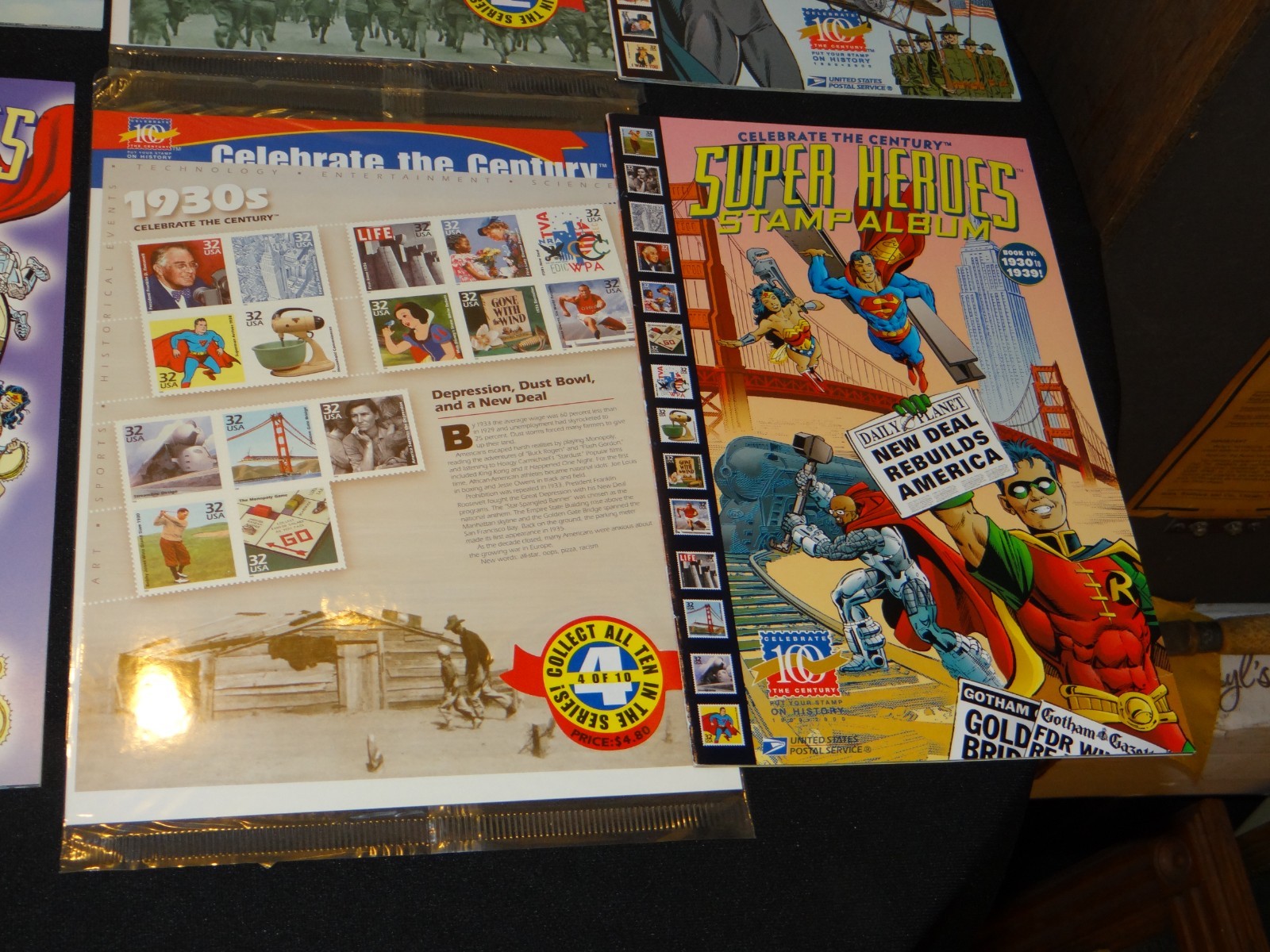 Celebrate the Century Sealed Stamp Sets #1, 2, 3, 4 (1900s-1930s) w/COMIC BOOKS!