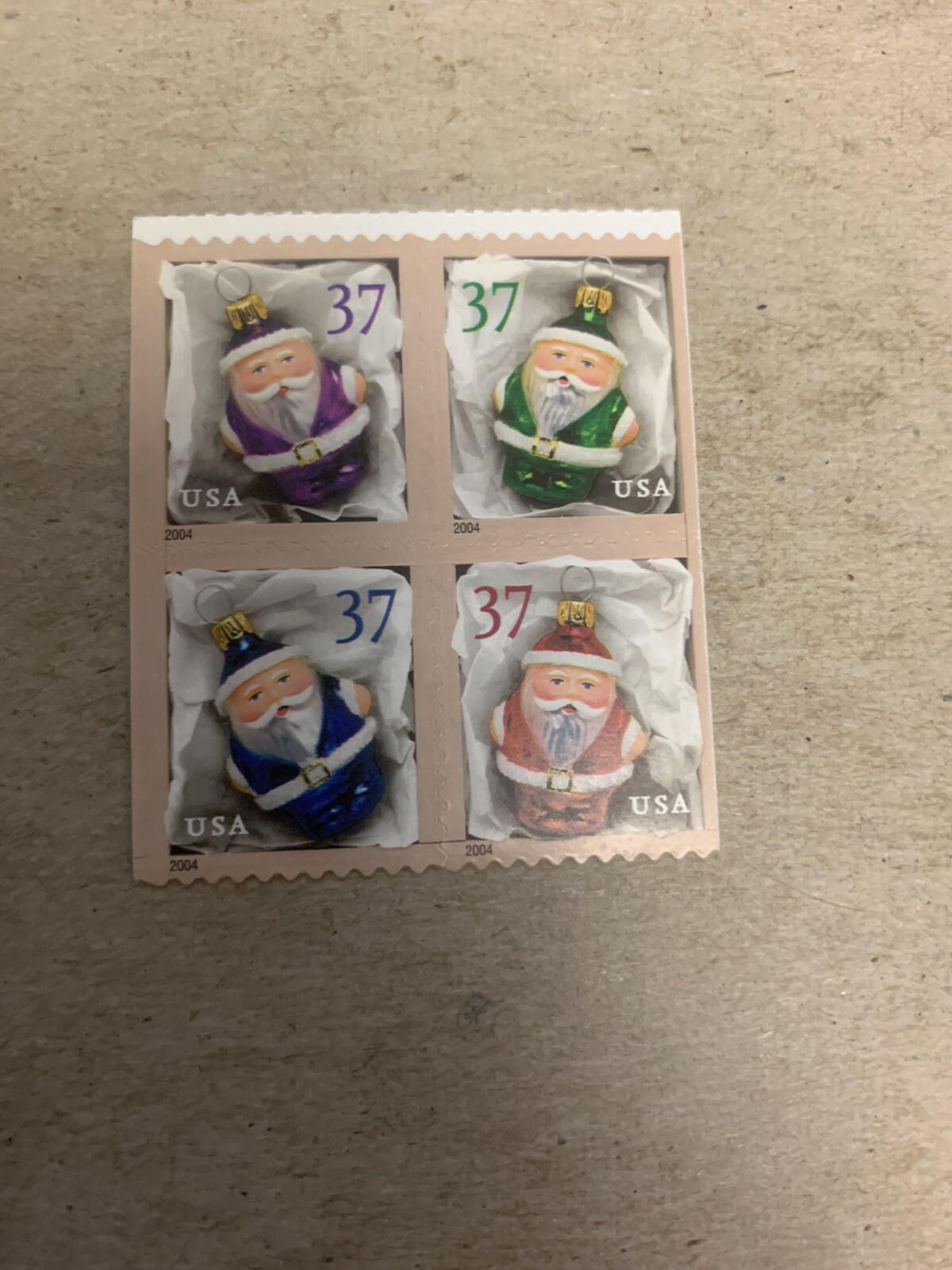 US Postage #3886a  Christmas Santa 2004 Block of 4 37¢ MNH Stamps Free Shipping