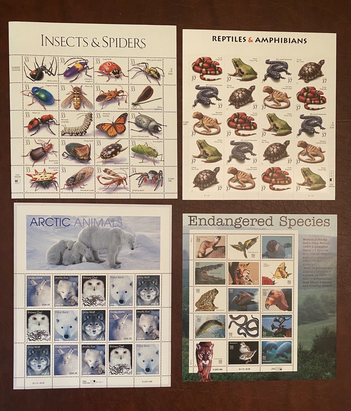 USPS Stamp Lot – Insects Spiders Reptiles Amphibians Arctic Endangered Animals