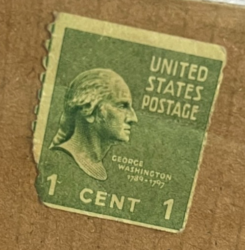 George Washington 1 Cent Green Stamp 1789-1797 ( Very Rare Vintage ) Never Used
