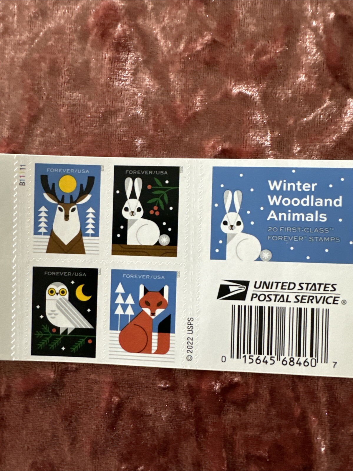 USA Forever Stamps 2022 Winter Woodland Animals, MNH. Set Of 4 Stamps