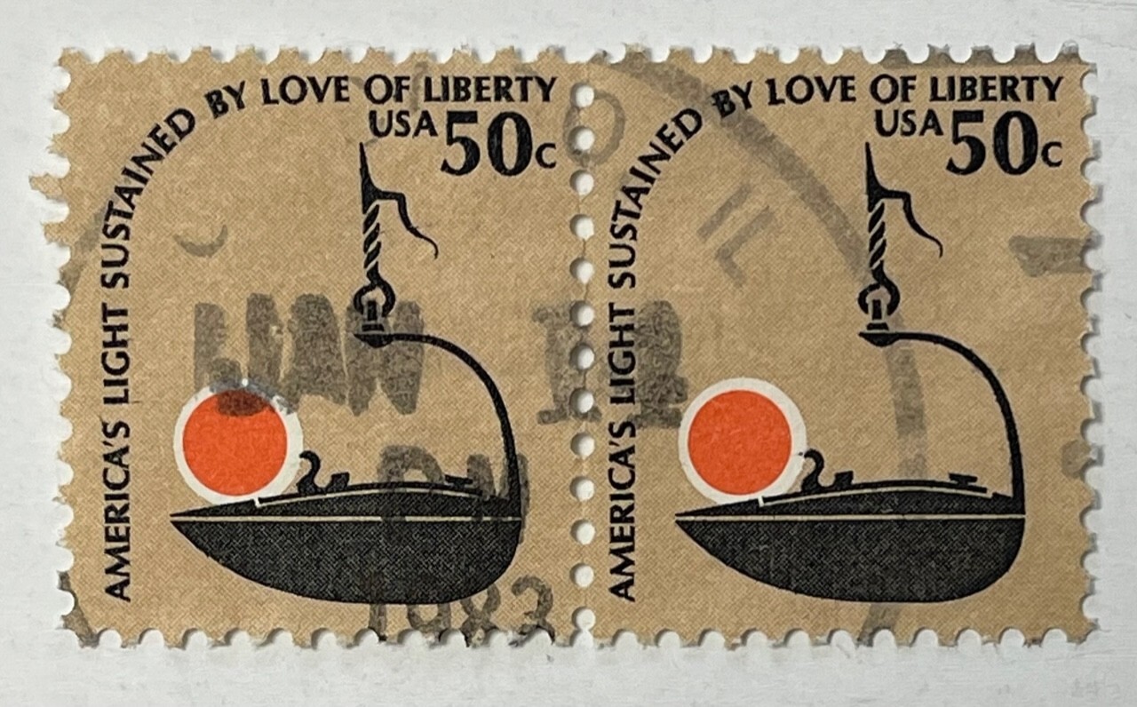 United States USA Postage Stamp (2) 50 Cents Love Of Liberty Canceled