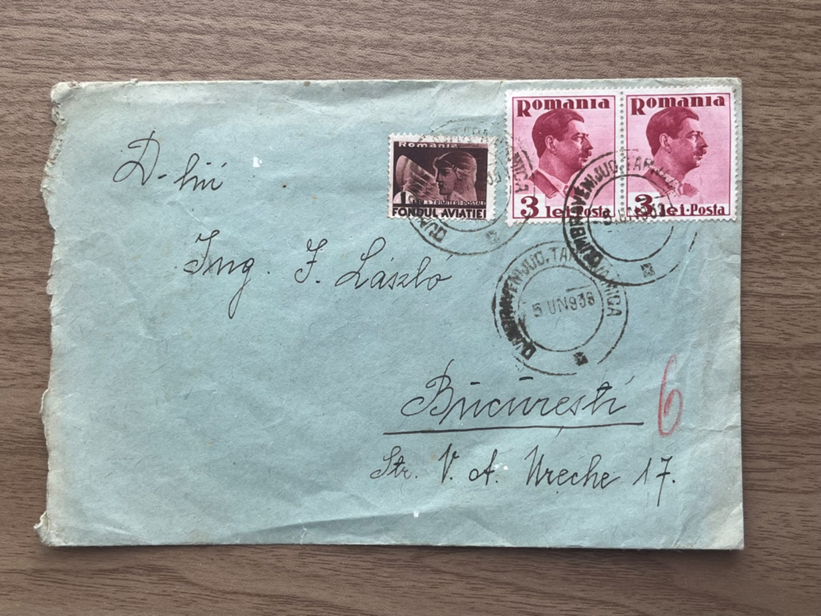 Romania 1930s Cover King Carol II Aviation Fund Stamps