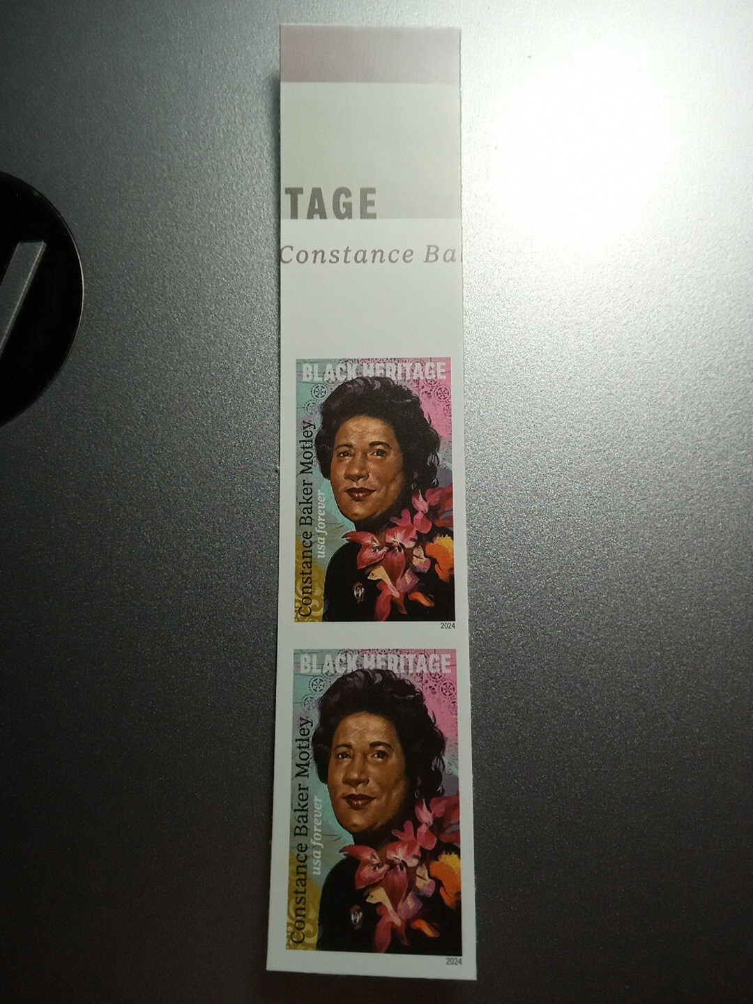 USA 2024 Sc #5830a 4ever CONSTANCE BAKER MOTLEY Imperf/NDC Vertical pair Mint
