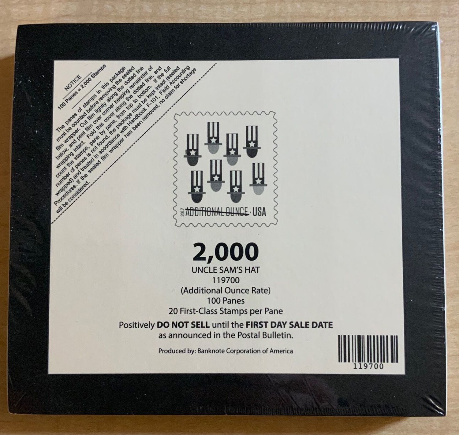 Uncle Sam Sealed Pad of Additional Ounce 28¢ Stamps 100 Sheets Scott 5174