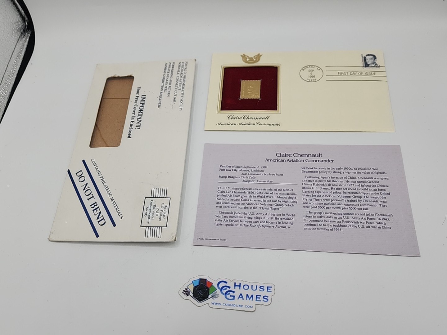 Clair Chennault Gold Stamp 1st Day POSTAL COMMEMORATIVE SOCIETY *CCGHouse* BG