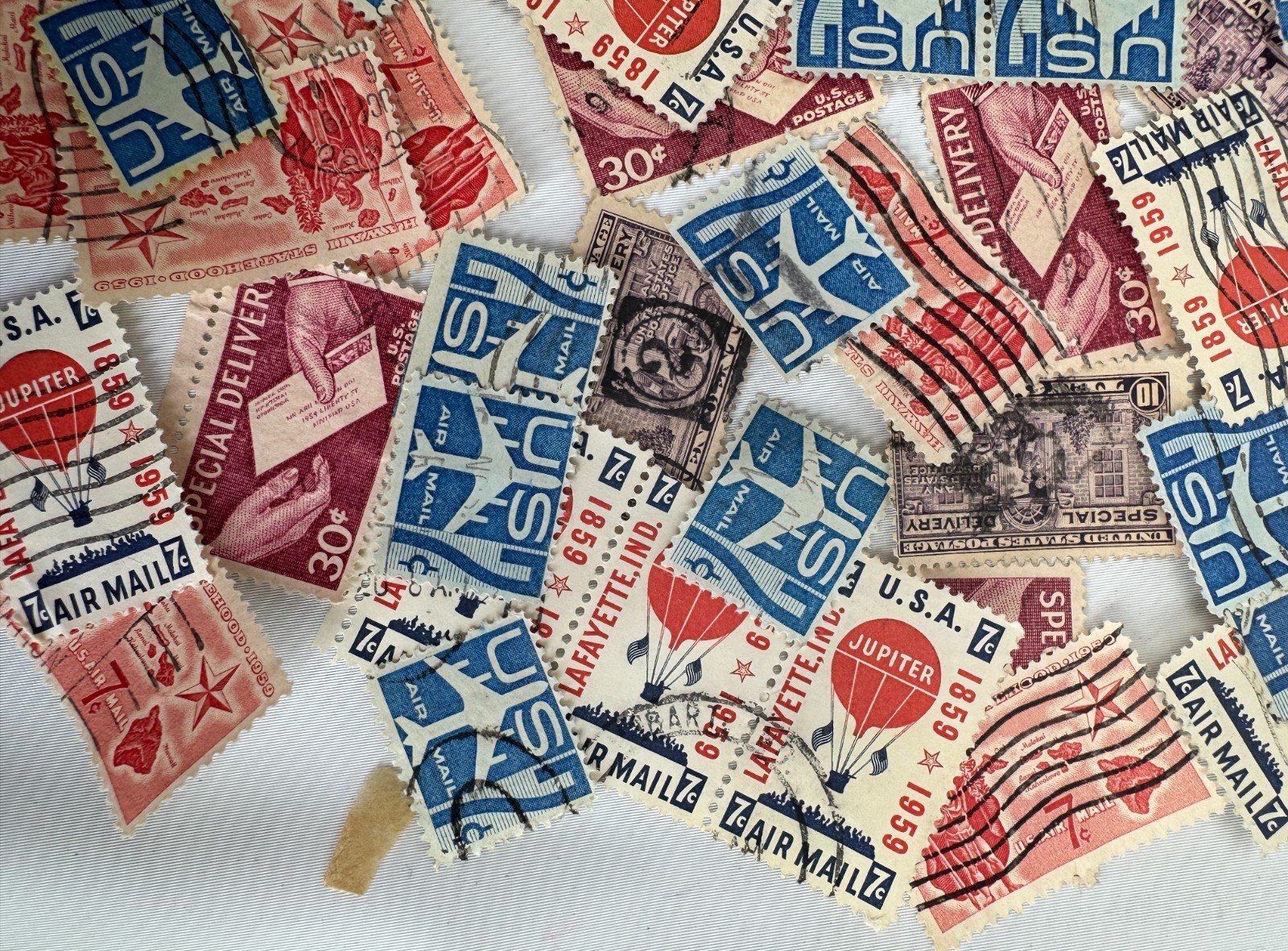 Canceled Vintage 1950s US Airmail Special Delivery and Commemorative Stamp Lot