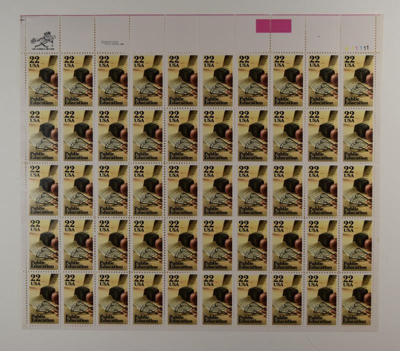 US SCOTT 2159 SHEET OF 50 PUBLIC EDUCATION STAMPS 22 CENT FACE MNH